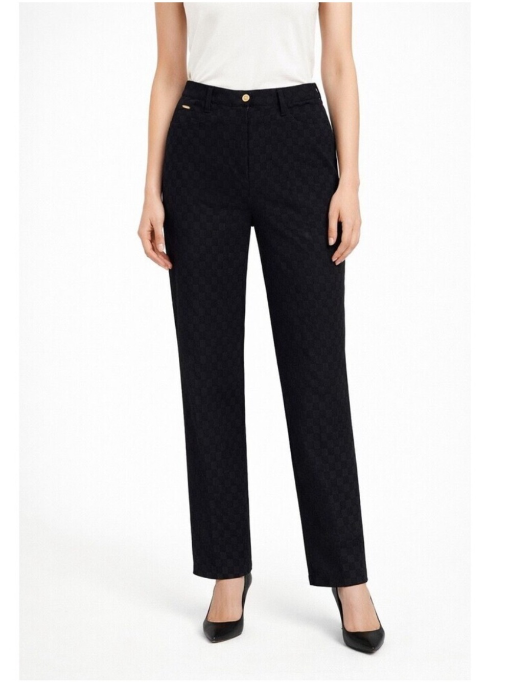 St. John Black Straight-Leg Pants‎ Heavy Cotton Classic Capsule Minimalist